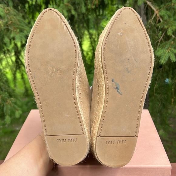 Miu Miu Suede Platform Espadrilles in neutral size 6.5 - Picture 6 of 7